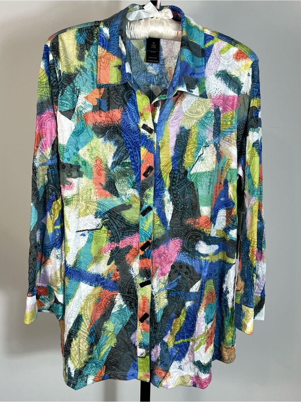 Ali Miles Multicolor Vibrant Multicolored Abstract Print Button Up Tunic M NWT